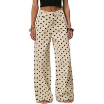 Jeans Mxiqqpltky Polka Dot Low Rise Baggy Y2k para mulheres