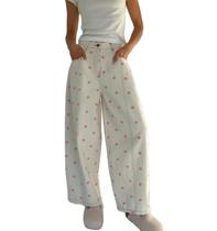 Jeans Mxiqqpltky Polka Dot Low Rise Baggy Y2k para mulheres