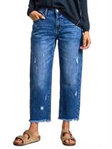 Jeans Mywinway Straight Leg para mulheres de cintura alta S azul escuro