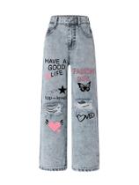 Jeans Peakpride Girl's Ripped Y2K Heart Letter 7-14Y