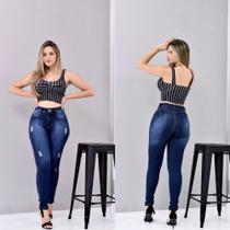 Jeans Rihanna Escura com Rasgo Jeans Rihanna Escura com Rasgo