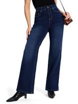 Jeans SEVEGO femininos, retos, de cintura média, elásticos, azul escuro