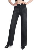 Jeans SEVEGO femininos, retos, de cintura média, elásticos, pretos