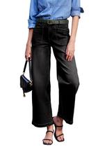 Jeans Sidefeel, cintura alta, elástica, perna reta, feminina