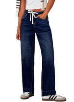 Jeans Sidefeel Zimbaplatinum Wide Leg, cintura alta, azul marinho