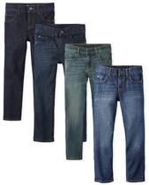 Jeans The Children's Place Boys Basic Straight Leg, pacote com 4