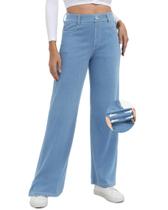 Jeans TONIRY Wide Leg para mulheres de cintura alta azul celeste