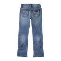 Jeans Wrangler Boys, retrô, slim fit, perna reta, roughhouse