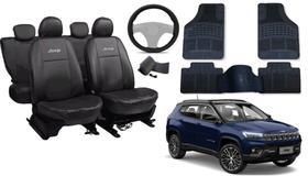 Jeep Compass 2010-2018 - Kit Completo com Couro, Tapete e Volante