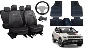 Jeep Compass 2018-2024: Kit de Couro com Volante e Tapete Premium