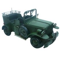 Jeep Exército em Miniatura de Metal Retrô Vintage Verde 25 cm - Setor
