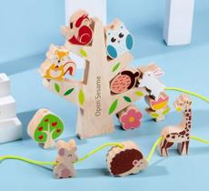Jenga Educação Infantil - brinquedo de equilíbrio -empilhar animais, floresta Infantil, criatividade - Geforest