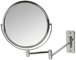 Jerdon Espelho de Maquiagem de Parede de Dois Lados - Espelho de Maquiagem com Ampliação 5X e Braço de Montagem na Parede - Espelho de 8 polegadas de diâmetro com Suporte de Parede com Acabamento cromado - Modelo JP7506CF