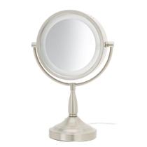 Jerdon Lighted Tabletop Makeup Mirror - Espelho de Maquiagem Iluminado Halo com Ampliação 1X e 7X em Acabamento em Níquel - Espelho Vanity de 8,5 Polegadas de Diâmetro - Modelo LT856N