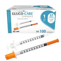 Jeringas GLUCO-CARE 1 ml 27G 12.7 mm Tapa Naranja Paquete de 100 Jeringas GLUCO-CARE 1 ml 27G 12.7 mm Tapa Naranja Paquete de 100