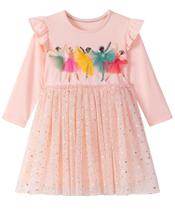 Jérsei listrado de algodão listrado para meninas sem vestido, manga comprida, rosa 8T Jérsei listrado de algodão listrado para meninas sem vestido, manga comprida, rosa 8T