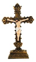 Jesus Cristo Imagem Cruz Crucifixo De Mesa Pequeno 22.5cm