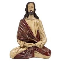 Jesus Cristo Meditando Imagem Enfeite Escultura Resina 21cm