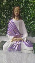 Jesus Cristo Meditando Orando Lilas Decoração Gesso Novidade - Arte & Decoração