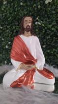 Jesus Cristo Meditando Orando Terracota Decoração Gesso Novidade - Arte & Decoração