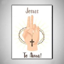 Jesus Te Ama Quadro Religioso Mdf 30X20Cm