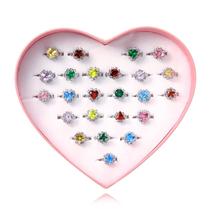 Jewel Rings PinkSheep para crianças, 24 peças, ajustáveis, Girl Pretend Play