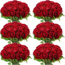 Jexine de flor de rosa artificial, falso, seda realista, 50 unidades