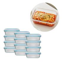 Jg 12 Pote Organizador Vidro Hermética 640ML Canelado Fitness