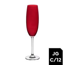 Jg 12 Taças Cristal Vermelho Carmim Champagne 220ml Bohemia