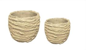 Jg 2 vasos de ceramica bege 2 pcs com texturas