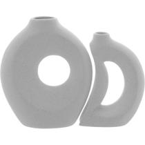 Jg 2pç Vaso Decorativo Enfeite Casa Cerâmica 26x22x22cm Branco Jg 2pç Vaso Decorativo Enfeite Casa Cerâmica 26x22x22cm Branco