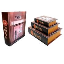 Jg.3 Peças Caixas Organizadoras Livro em MDF Fendi Jg.3 Peças Caixas Organizadoras Livro em MDF Fendi