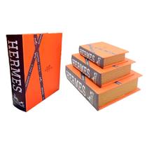 Jg.3 Peças Caixas Organizadoras Livro em MDF Hermes Paris