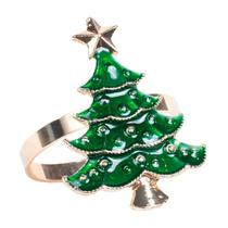 Jg.4 Anéis Porta Guardanapo Pinheiro Natalino Ouro/Verde 5cm Jg.4 Anéis Porta Guardanapo Pinheiro Natalino Ouro/Verde 5cm