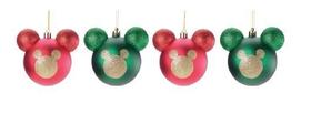 JG 4 BOLA NATALINA MICKEY C/GLITTER VRM/VRD/OUR 8cm DISNEY