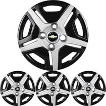 JG 4 Calota Corsa Classic Aro 13 Black Piano com Prata Metálico com Emblema