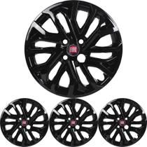 JG 4 Calota Cronos Aro 15 Black Piano com Emblema JG 4 Calota Cronos Aro 15 Black Piano com Emblema