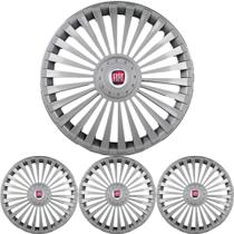 JG 4 Calota Europa UNIVERSAL Aro 14 Prata Brilhante com Emblema