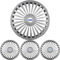 JG 4 Calota Europa UNIVERSAL Aro 14 Prata Brilhante com Emblema