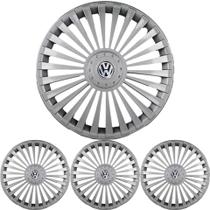 JG 4 Calota Europa UNIVERSAL Aro 14 Prata Brilhante com Emblema