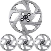 JG 4 Calota HB20 2024 2025 Aro 15 Prata Metálico com Emblema