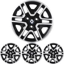 JG 4 Calota Kwid 2018 19 20 Aro 14 Black Piano com Prata Metálico +Emblema JG 4 Calota Kwid 2018 19 20 Aro 14 Black Piano com Prata Metálico +Emblema