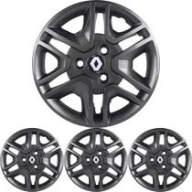JG 4 Calota Kwid Aro 14 Grafite Metalic com Emblema JG 4 Calota Kwid Aro 14 Grafite Metalic com Emblema