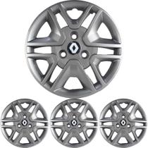 JG 4 Calota Kwid Aro 14 Prata Metálico com Emblema JG 4 Calota Kwid Aro 14 Prata Metálico com Emblema