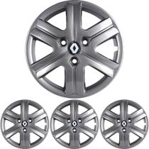 JG 4 Calota Kwid Zen Aro 14 Grafite Metalic com Emblema