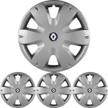 JG 4 Calota Logan Aro 14 2011 12 13 Prata Metálico + Emblema