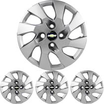 JG 4 Calota Onix 2013 2014 2015 2016 Aro 14 Prata Metálico com Emblema