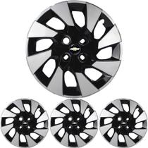 JG 4 Calota Onix 2014 15 16 Aro 15 Black Piano com Prata Metálico com Emblema