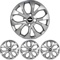 JG 4 Calota Onix 2017 2018 2019 Aro 15 Prata Metálico com Emblema JG 4 Calota Onix 2017 2018 2019 Aro 15 Prata Metálico com Emblema