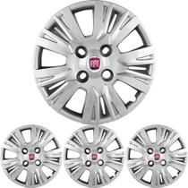 JG 4 Calota Palio Essence 2014 15 16 Aro 13 Prata Metálico com Emblema JG 4 Calota Palio Essence 2014 15 16 Aro 13 Prata Metálico com Emblema